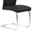Chaise de salle à manger contemporaine en similicuir noir et finition en acier inoxydable brossé - ensemble de 2