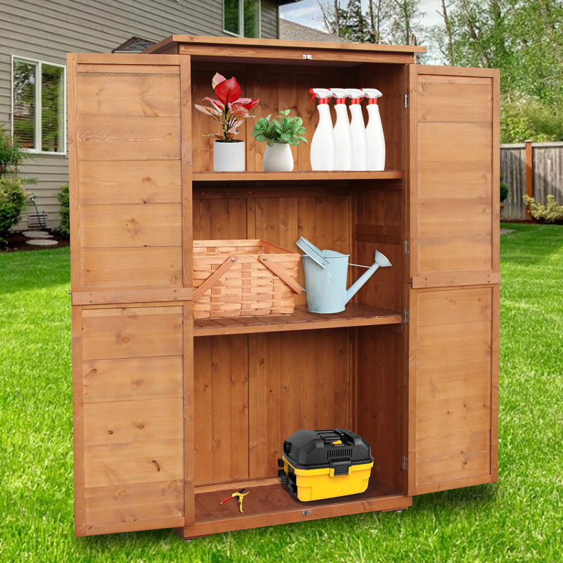 60-Inch Solid Wood Outdoor Storage Shed, Brown, Brown