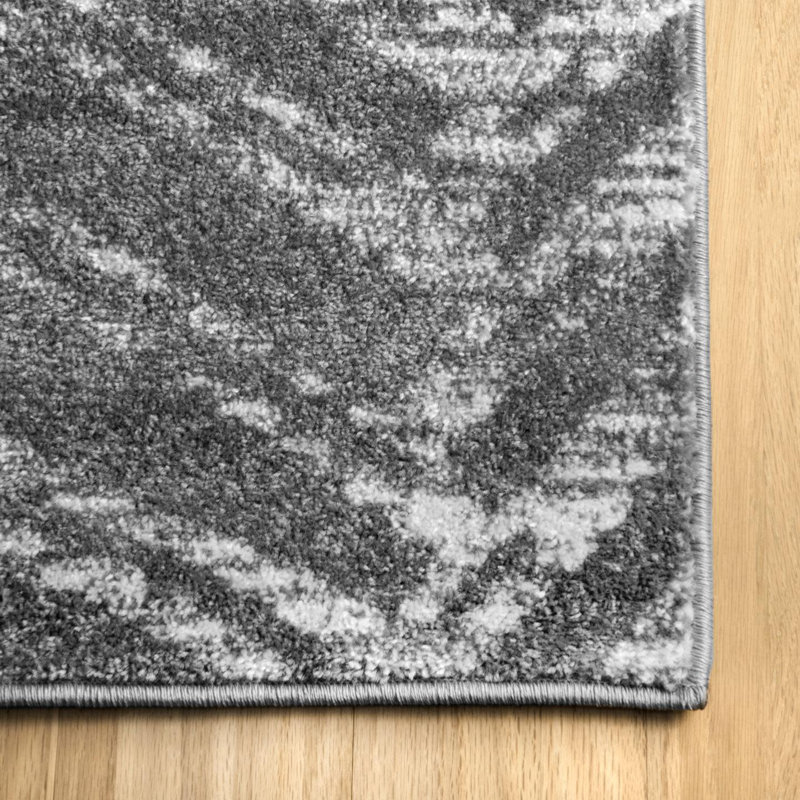 Tapis gris foncé / blanc Ragnar, Rectangle 6 pi 7 po x 9 pi
