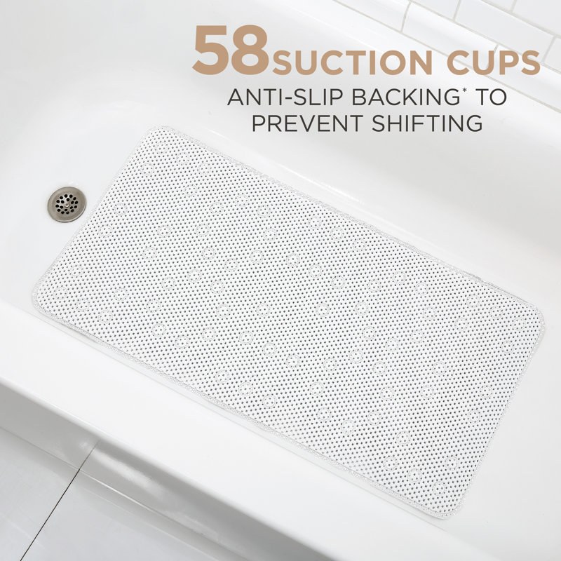  Extra Long Cushioned Bath Mat in White, White