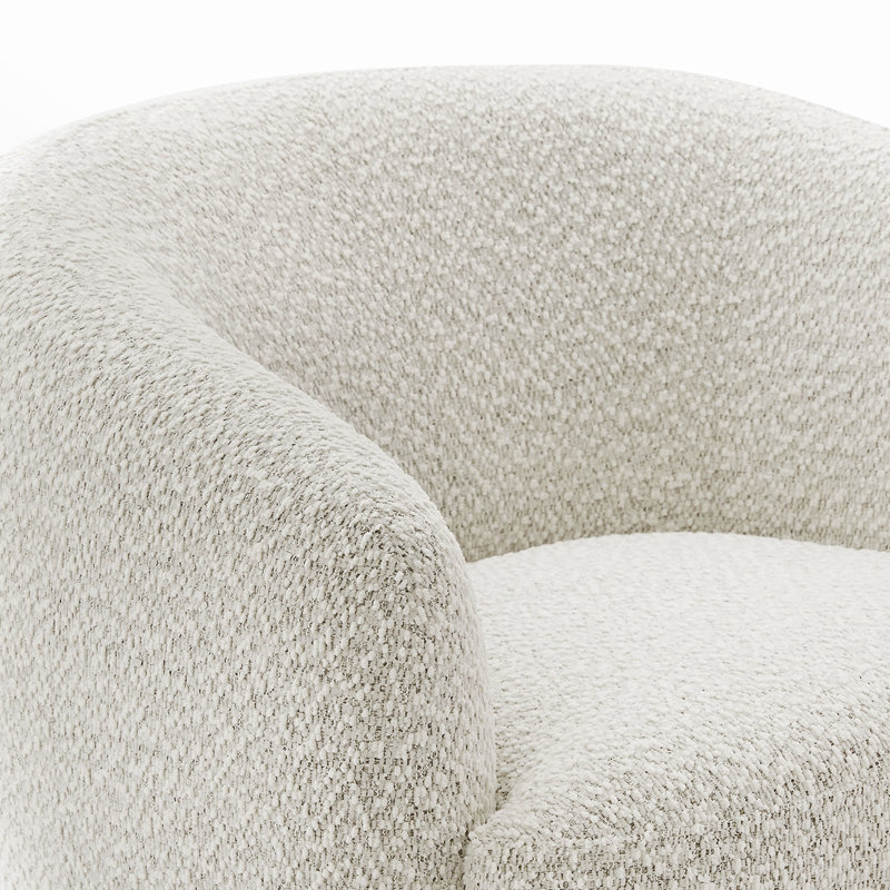Fauteuil demi-tonneau pivotant rembourré Marcy, Tweed performance Azalea beige / noir