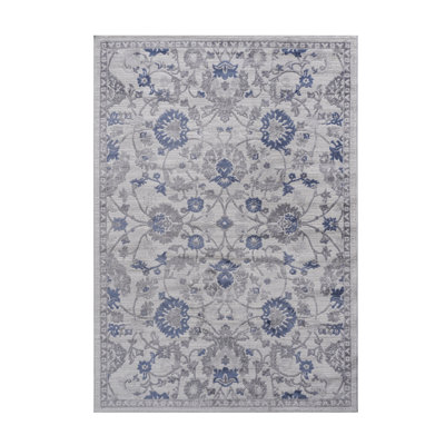 Tapis bleu / argent / oriental 5X7