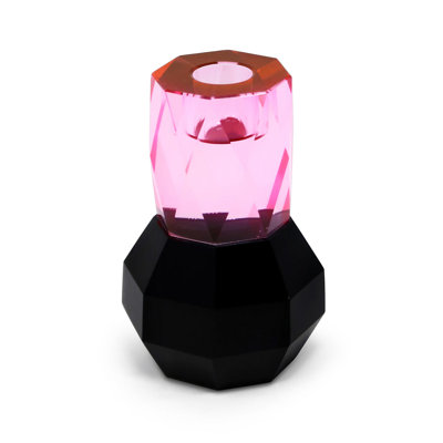 Bougeoir en cristal rose / ambre