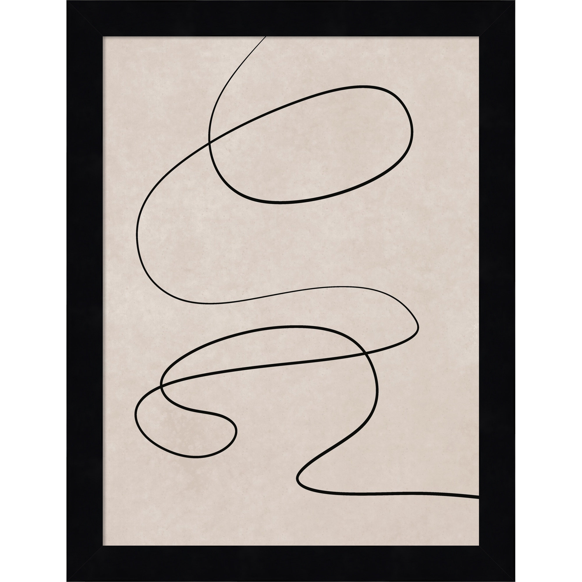 Black Line and Textured Beige Background by Little Dean Wood Framed Wall Art Print, Black, 13" H x 10" W