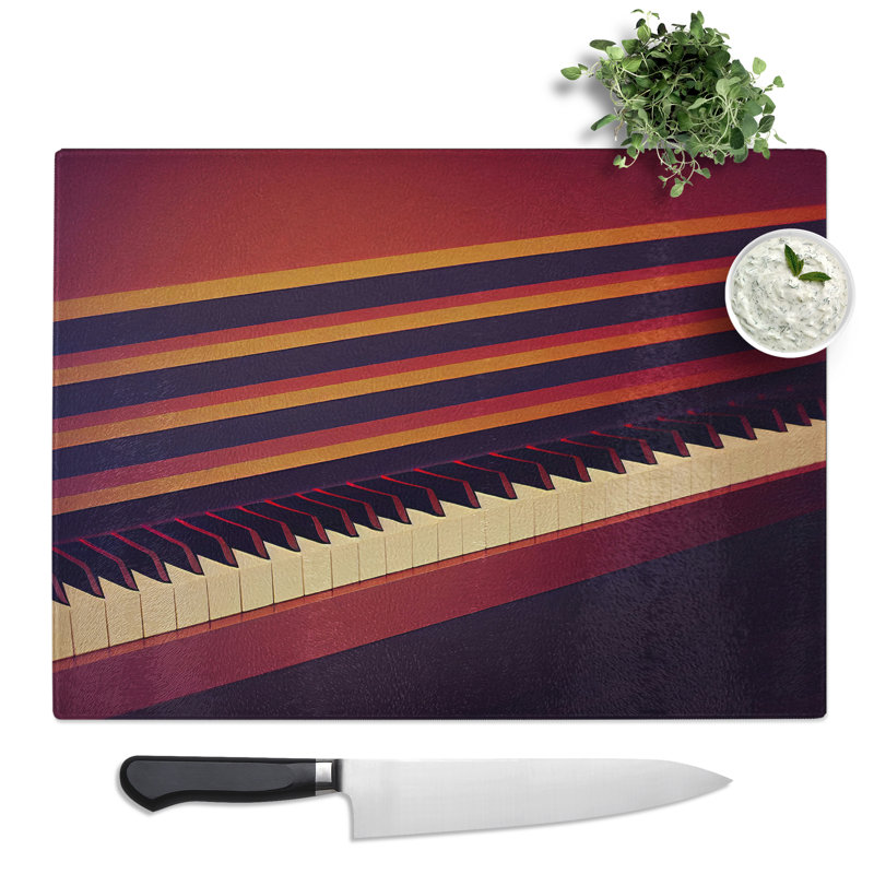 Piano Keys Art  Glass Chopping Board