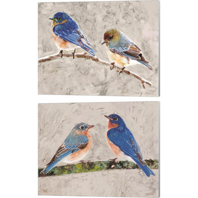 Eastern Bluebirds by Stellar Design Studio - 2 Piece Wrapped Canvas Print Set