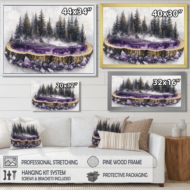 Gerto - Landscapes Wall Art, H 16 po x l 32 po, Impression encadrée flottante, Noir