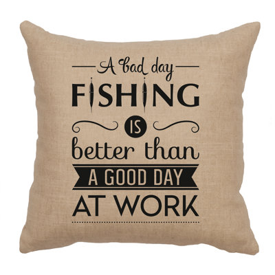 Coussin Wooded River Image - Jour de pêche - Lin naturel