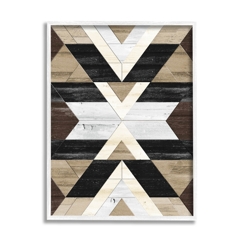 «Rustic Linear Aztec Shapes», estampe numérique encadrée par Erica Billups, H 30 po x l 24 po x P 1,5 po