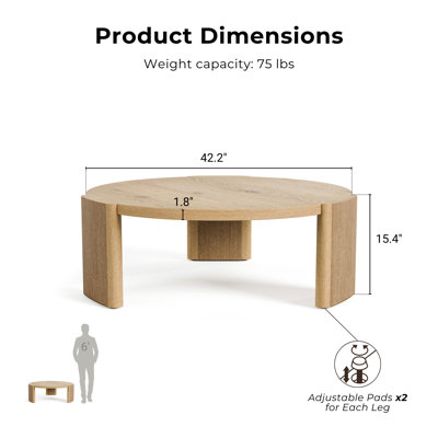 Blitar 42.2"W Round Wood Coffee Table 