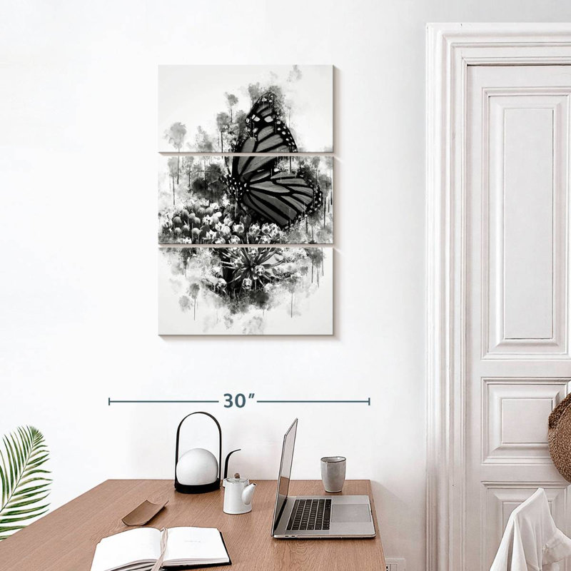 Brampt Monarch Butterfly Black And White, 32'' H x 20'' W