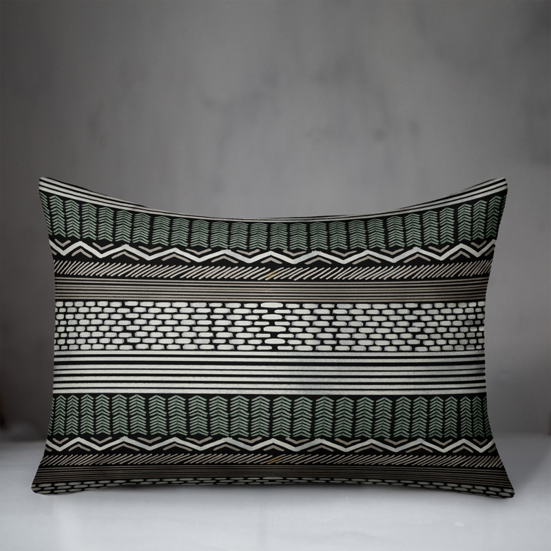 Housse et insert de coussin rectangulaire pour l'extérieur Circle Dot, Gris, Géométrique 2