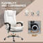 Fauteuil de massage inclinable à hauteur réglable avec repose-pieds, blanc