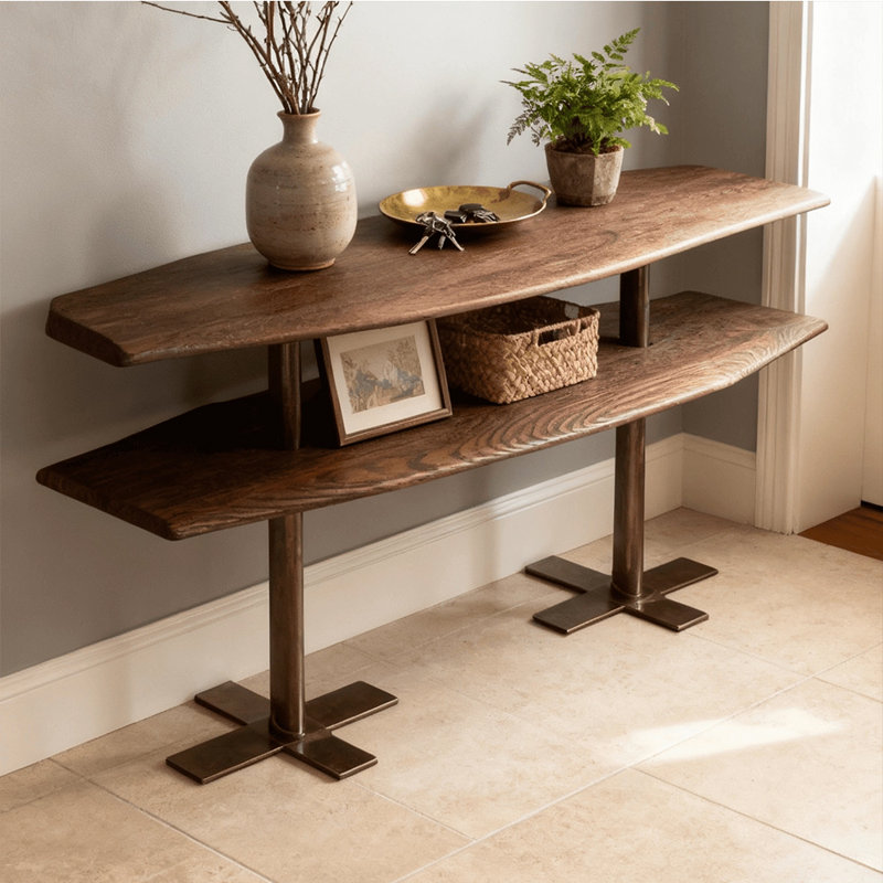 Console moderne et simple en bois massif., H 31,5 po x l 47,2 po x P 17,7 po