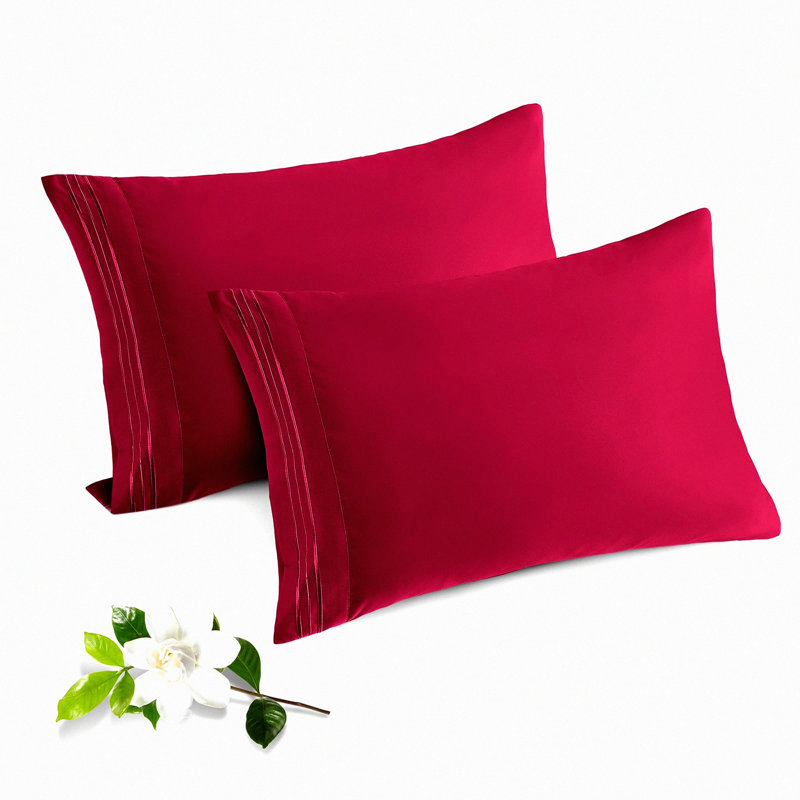 Microfiber Pillowcase Set - Rust Burnt Soft Washed Pillow Shams - Envelop Closure Pillow Covers (Set of 2), Burgundy