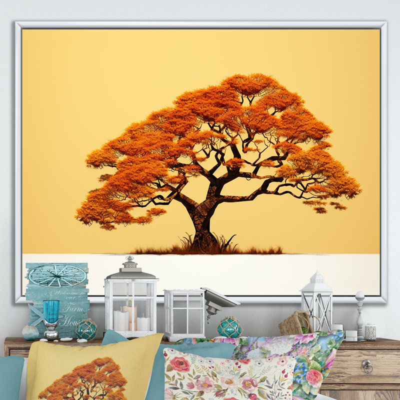 Arbre africain Ambiance Savana III, Cadre flottant blanc, H 16 po x l 32 po x P 1 po