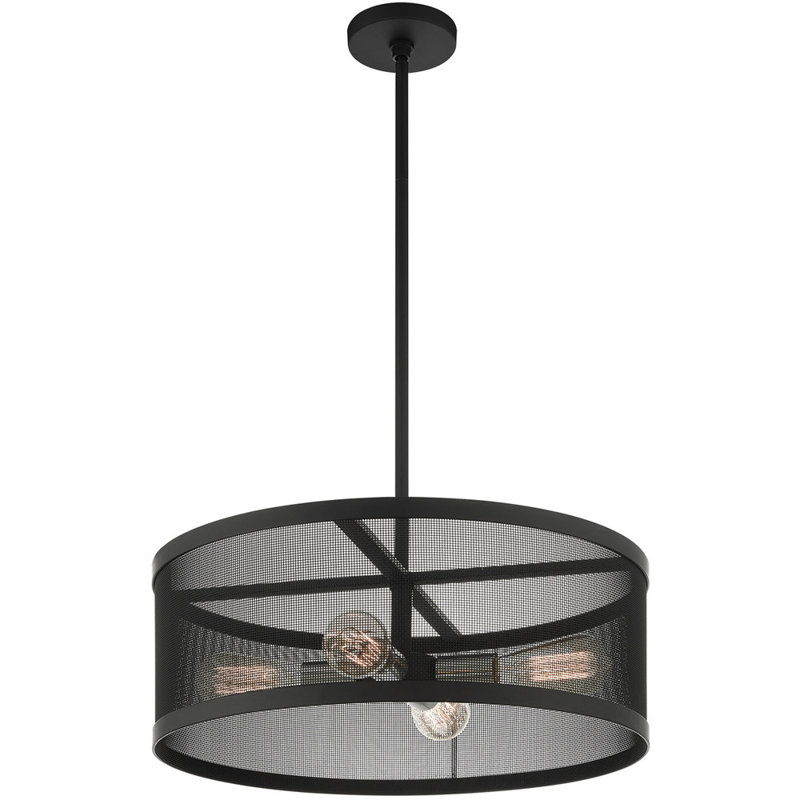 Lustre classique à 4 lumières avec abat-jour, Noir