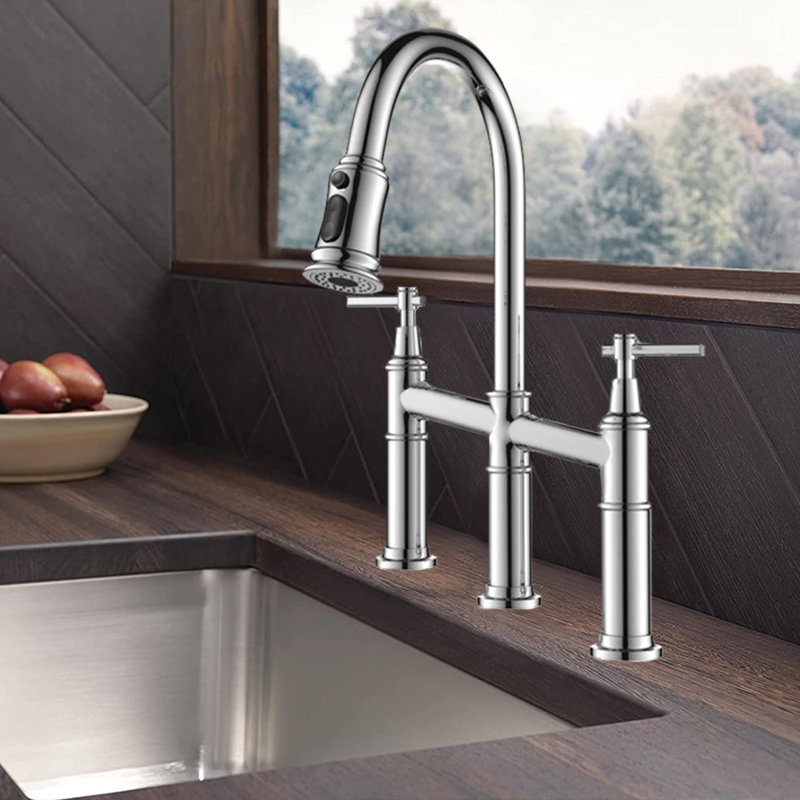 Robinet pont rétractable avec accessoires Werfy, Chrome