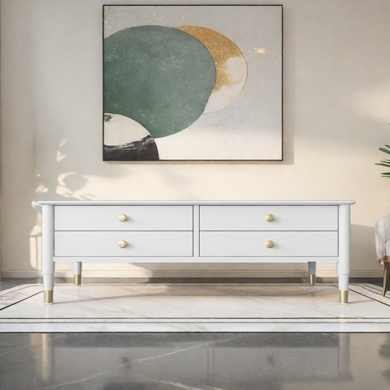 Table basse moderne et minimaliste, Blanc, H 17,71 po x L 55,11 po x l 27,55 po