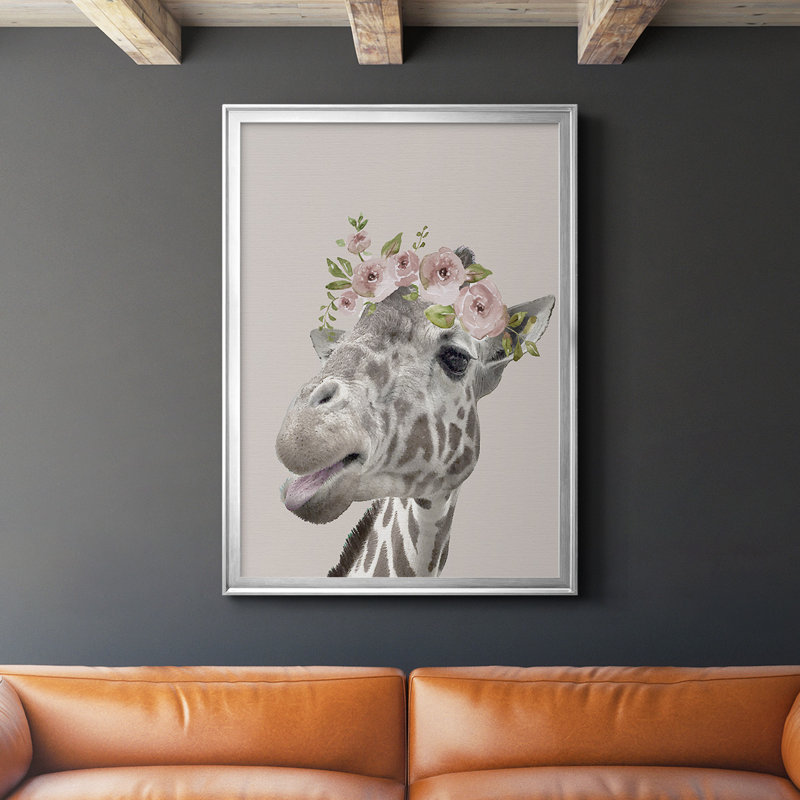 Vangogne Peek A Boo Giraffe I, H 24,5 po x l 18,5 po x P 1 po, Argent