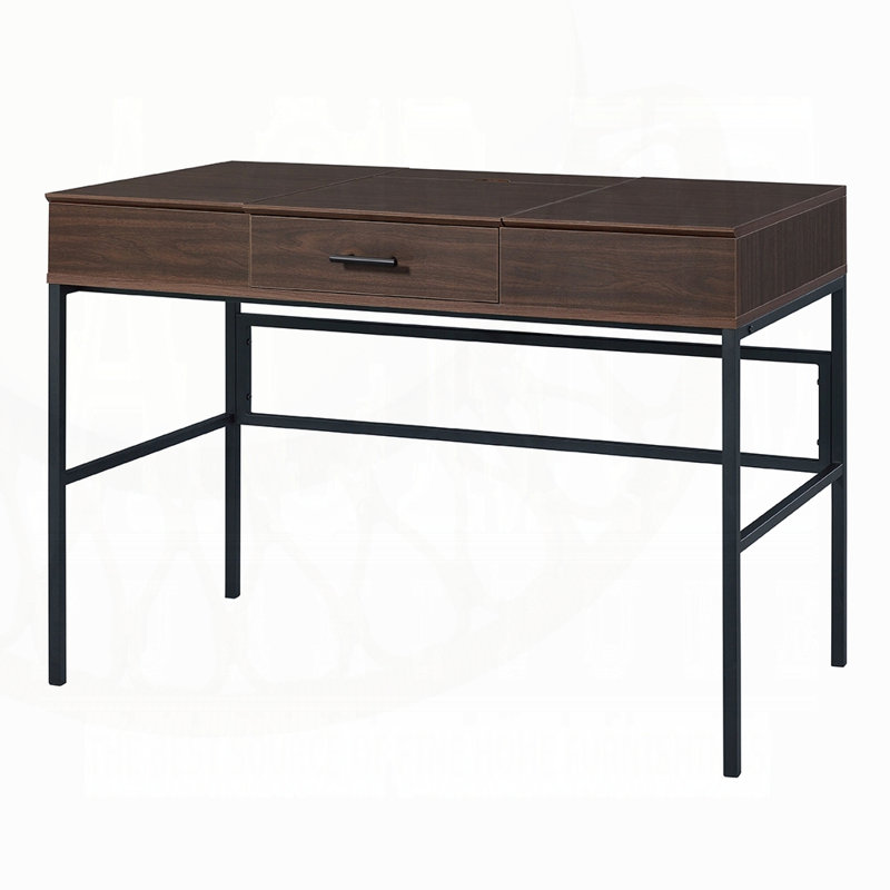 Oak and Black 1-Drawer Writing Desk with USB Port, Perfect for Modern Workspaces and Efficient Organization.