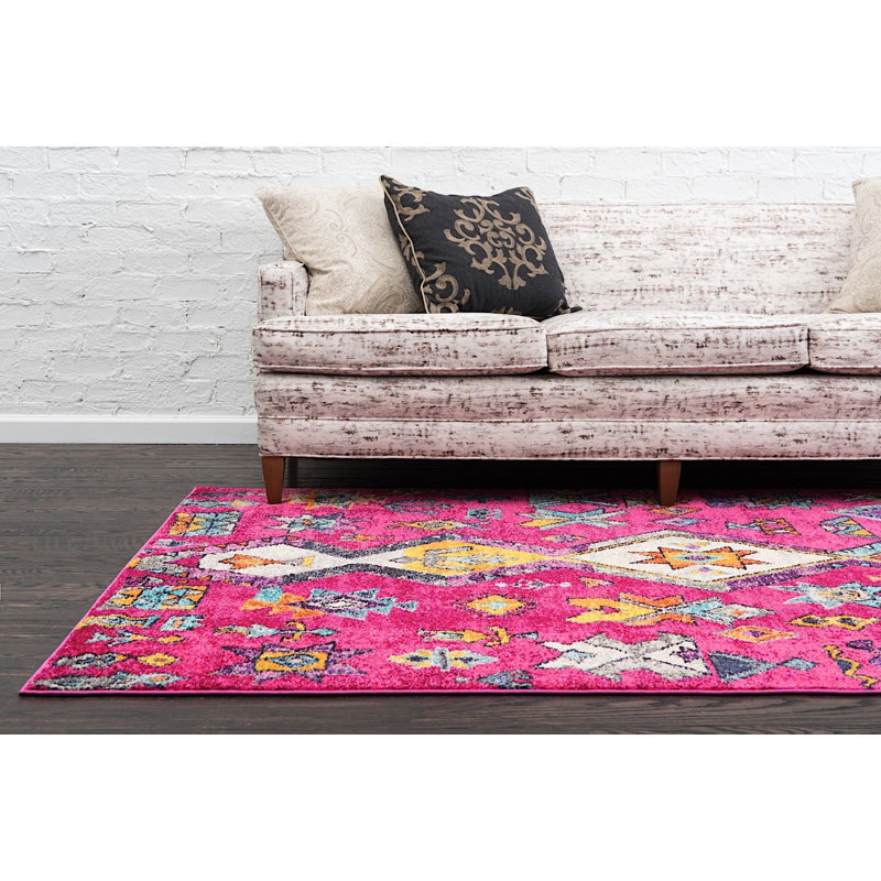 Tapis à motif géométrique rouge Sierra, Rectangle 4 pi x 6 pi