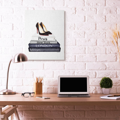 «Fashion Designer Shoes Bookstack Blue», impression