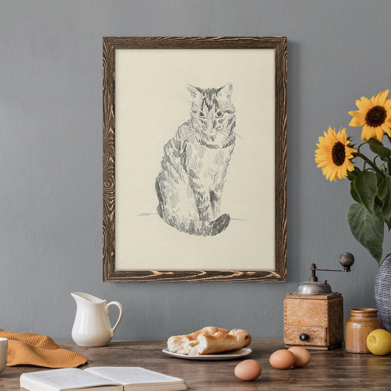 Toile encadrée de qualité supérieure House Cat I - prête à être accrochée, H 38 po x l 28 po x P 1 po, Noyer