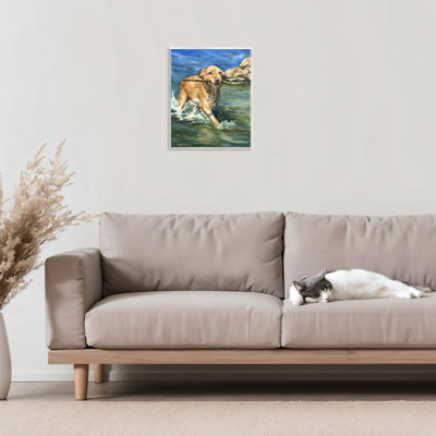 «Happy Labrador with Stick», plaque murale, conception par George Dyachenko