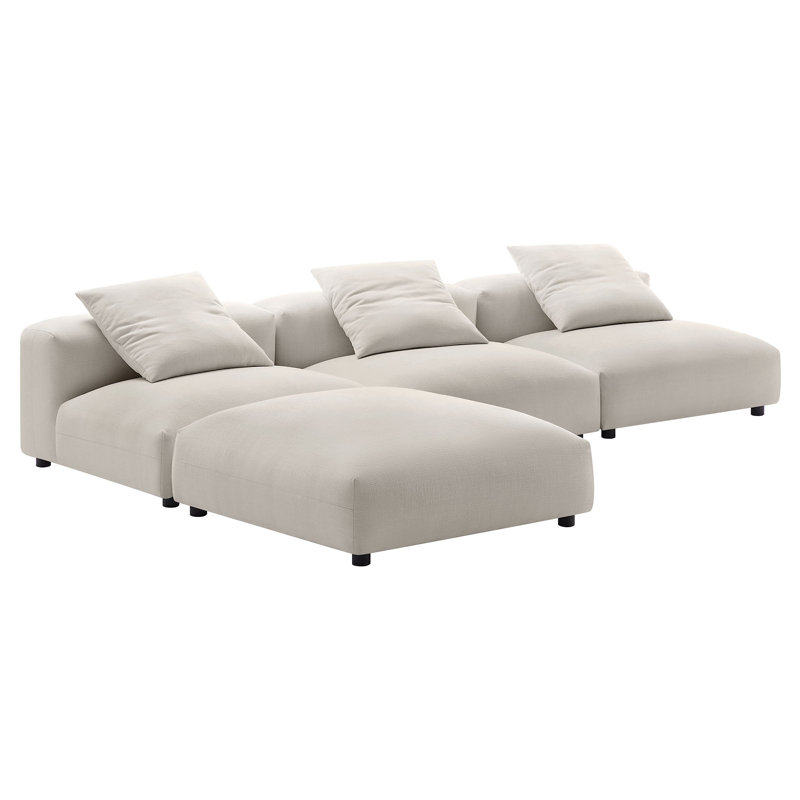 Solace 4-Piece Modular Upholstered Sectional Sofa, Salt Fabric