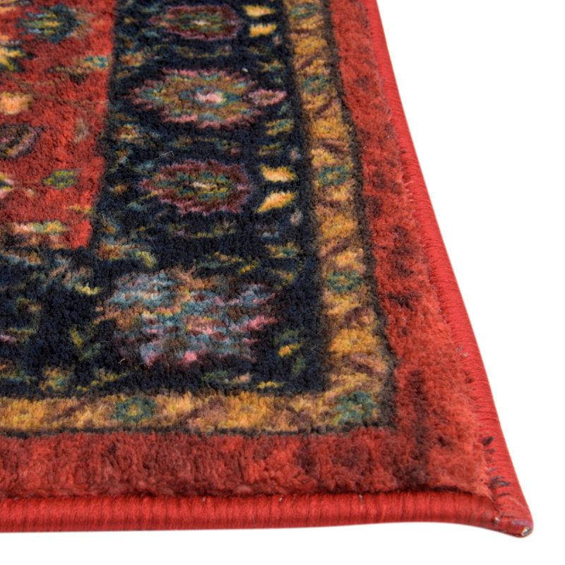 Tapis oriental noir / rouge Abisha, Rectangle 6 pi 7 po x 9 pi