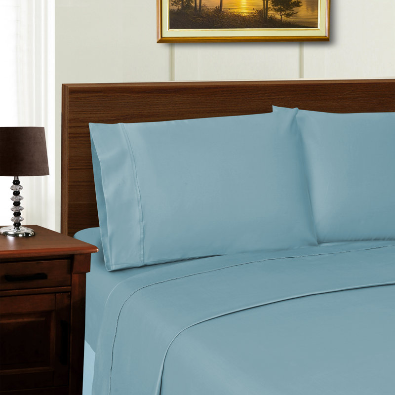 Ensemble de draps en mélange de polyester 1000 fils Larksville Tencel, Bleu, Très grand californien