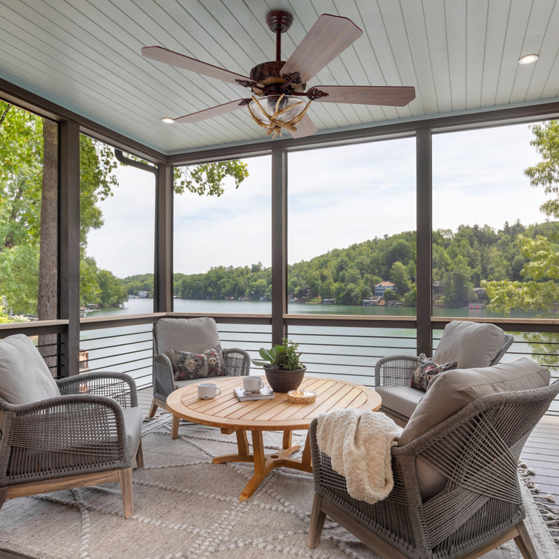 52" Rustic Ceiling Fan With Remote Control, 6 Fan Speeds, Reversible, Timer & Mute Motor