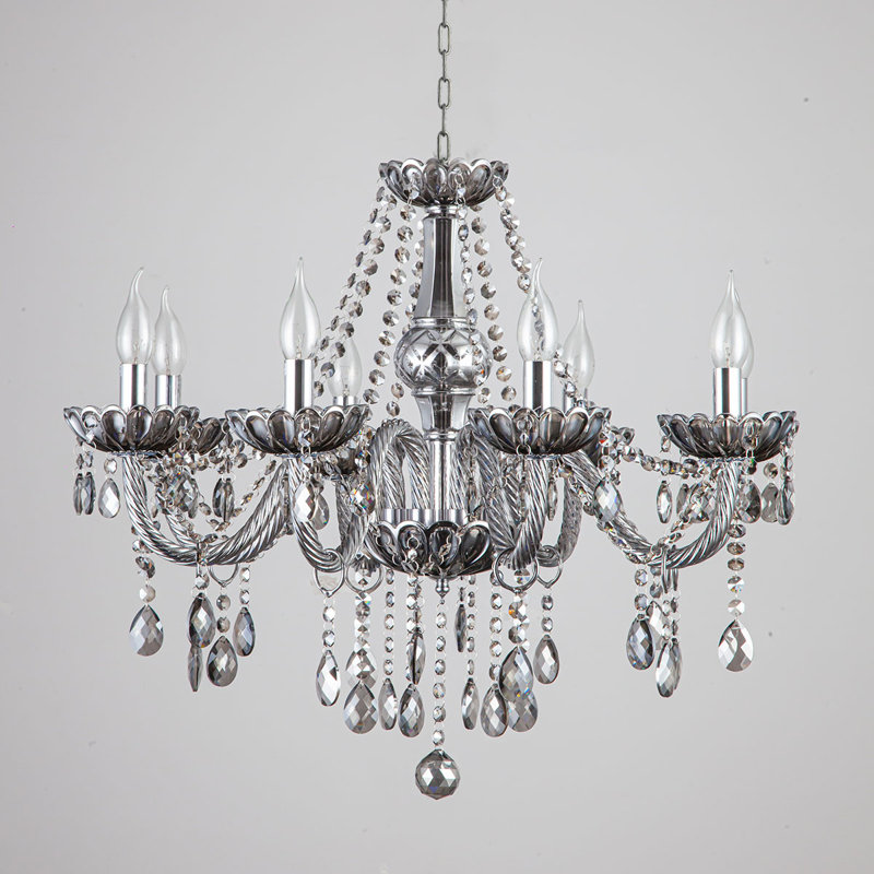 Ames Genuine Grey Crystal Chandelier, 60cm H x 70cm W x 60cm D