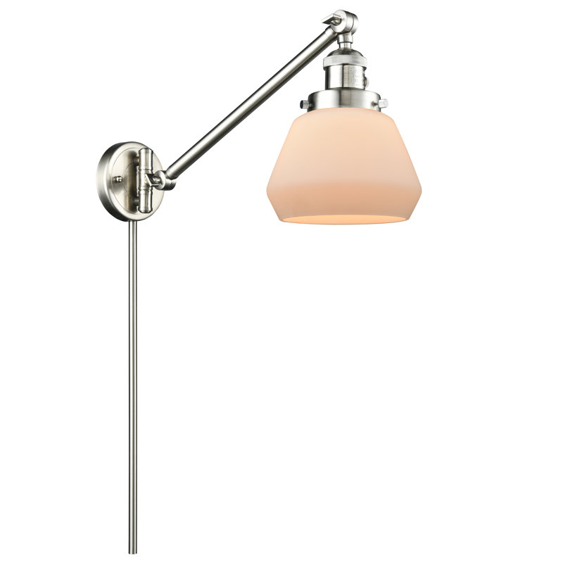 Chill Plug-in Swing Arm Sconce, Matte White Cased, Brushed Satin Nickel