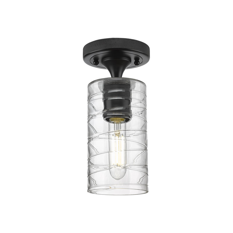 Plafonnier encastré 1 lumière Crown Point, Tourbillon déco, H 9,63 po x l 4 po X P 4,5, Noir mat