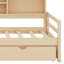 Lit de jour multifonctionnel en bois avec tiroirs de rangement, bureau intégré, port de charge et tablettes-1409385374