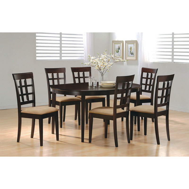 Missell Cappuccino And Beige 7-Piece Dining Set, 7 Pieces: Table, 6 Chairs