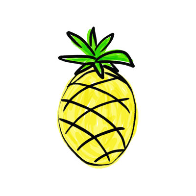 Pineapple Line Color - reproduction d'art sur toile tendue