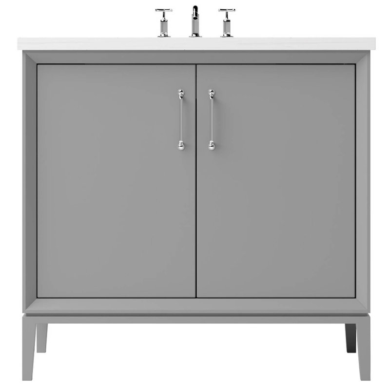 Alexandra Single Bath Vanity, Polished Chrome, 42", Platinum Gray