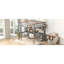 Lit mezzanine double en bois gris avec bureau, rangement et prise de courant-1436802307