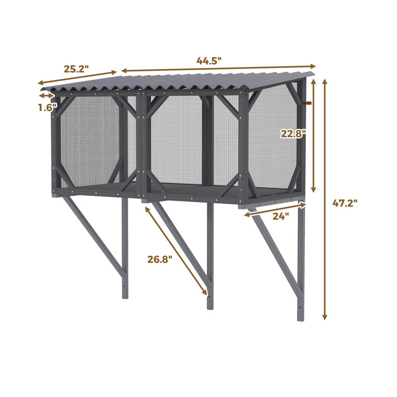 Bug Proof Cat Catio, Window Box Enclosure For Indoor Cats, Antique Grey