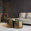 Table basse gigogne dorée brossée 2 en 1 pour salon
