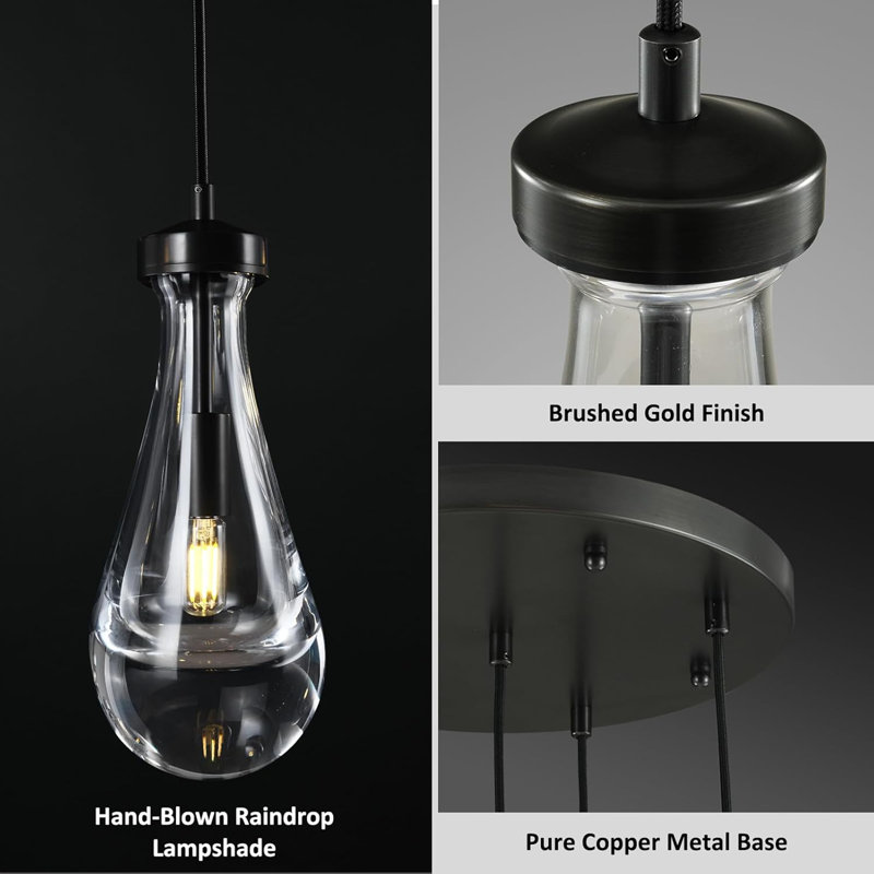 Luminaire suspendu grappe 5 lumières, Noir