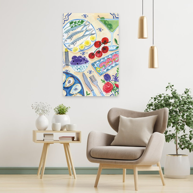 Seafood Tablescape Contemporary Fish Art, 36" H x 24" W