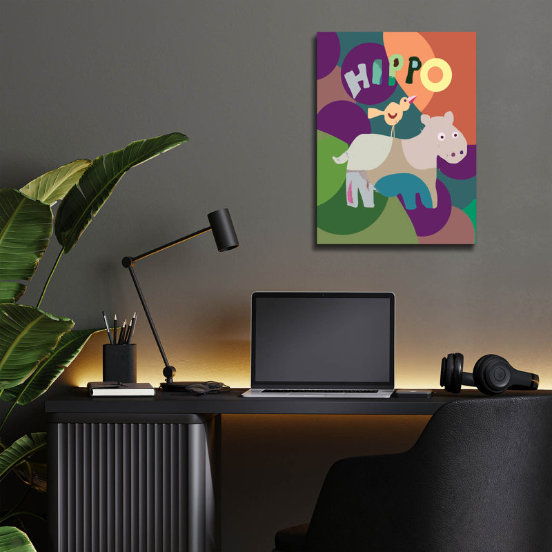 Art mural en verre «Hippo» par Holly McGee, H 16 po x l 12 po x P 0,13 po