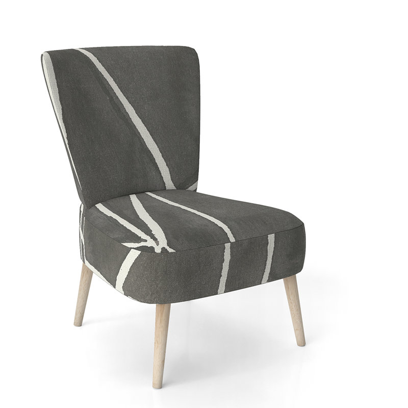 Upholstered Floral Side Chair - Modern floral Accent Chair, Abstract Gray Polyester Blend 12
