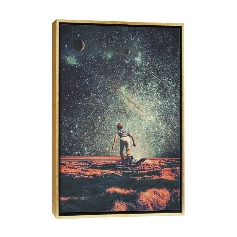 « Nostalgia » par Frank Moth-impression, H 26 po x l 18 po x 1,5 po, Toile encadrée d'or, Pas de tapis