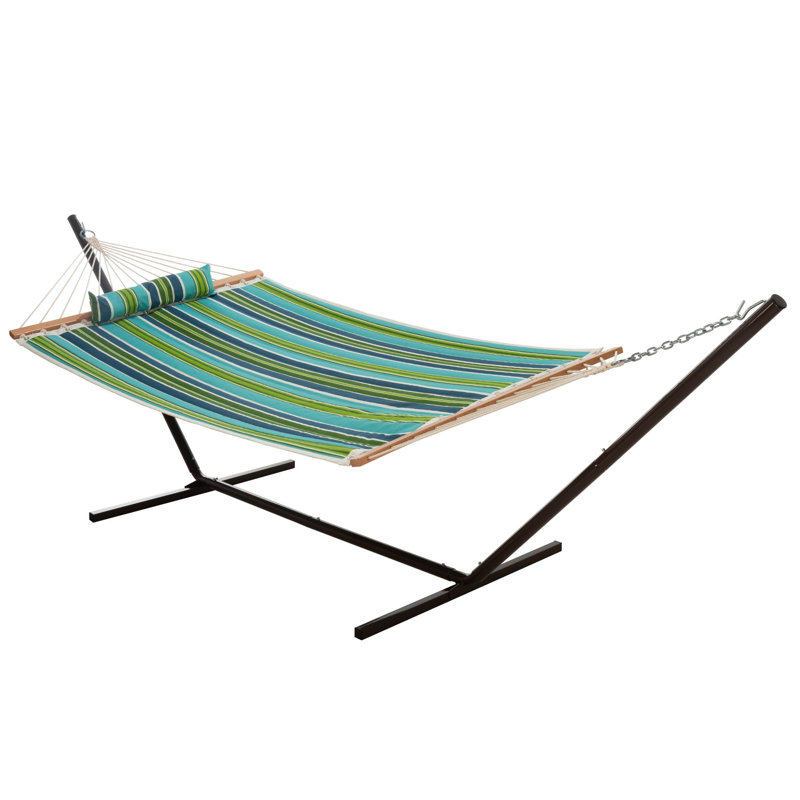 Hamac classique Aloyzas avec support, Bleu/vert