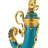 Unique & Stylish 34 Inch Bronze & Porcelain Pegasus Cornucopia with Blue Design for Home & Office